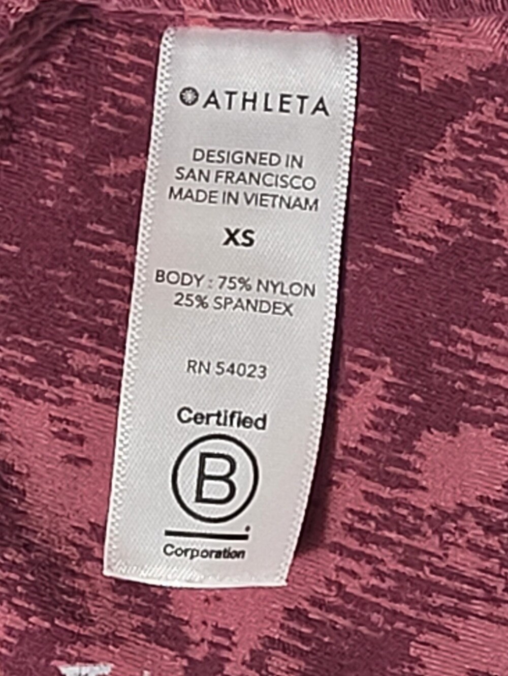 Athleta Womens Leggings Elation Size XS Cranberry Pilates Princess - Picture 7 of 8